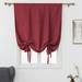 CUH Thermal Insulated Blackout Curtain - Bathroom Roman Curtain Red Tie Up Shade for Small Window Girls Room Window Valance Balloon Blind Rod Pocket 1-Panel (38 x 46 Inches Long)