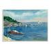 Stupell Industries Boats Floating Rocky Beach Cliffs Watercolor Detail Painting Unframed Art Print Wall Art Design by Stephen Calcasola