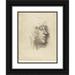 Alphonse Legros 12x14 Black Ornate Wood Framed Double Matted Museum Art Print Titled: Head of a Young Girl (Young Girl Tete) IIi