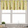 Ambesonne Cats Valance Pack of 2 Cat Motifs in Rhombus Elements 54 X12 Mustard Avocado Green