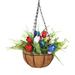 Independence Day Patriotic Basket Red White Blue Tulip Basket Artificial Tulip Flower Basket Tulip Silk Flower Basket Wall Hanging Basket 4th of July Independence Day Holiday Patio Garden Wall Decor