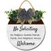 Eveokoki 11 No Soliciting Welcome Quote Sign for Front Door Round Rustic Wreaths Wooden Plaque Vintage Wall Art Decor For Porch Yard Store Home Office Farmhouse