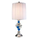 HomeRoots 468637 Dazzling Faux Crystal & Turquoise Silver Table Lamp