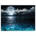 Designart Romantic Full Moon Over Sea Seascape Canvas Art Print