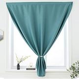 CUH Blackout Door Curtains for Privacy Self Adhesive Thermal Insulated Door Curtain Panels Blackout French Door Window Curtains Energy Efficient Curtain Draperies(Dark Green W 27.56 x H 70.87)