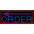 Order With Arrow With Red Border LED Neon Sign 13 x 32 - inches Clear Edge Cut Acrylic Backing with Dimmer - Bright and Premium built indoor LED Neon Sign for Bar decor.