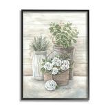 Stupell Industries Country Succulents Botanicals Rustic Jar Planter Design Paintings Black Framed Art Print Wall Art 24x30 by Diane Kater