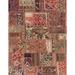 Ahgly Company Indoor Rectangle Abstract Brown Red Patchwork Area Rugs 7 x 9