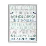 Stupell Industries Welcome to the Beach Blue Aqua and White Planked Look Sign Graphic Art Framed Art Print Wall Art 11x14 By Jennifer Pugh