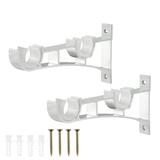 NUOLUX 2PCS Curtain Rod Bracket Aluminum Alloy Curtain Rod Holder Double Curtain Rod Hooks (White)