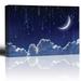 wall26 - Crescent Moon with Bright Falling Stars Above The Clouds - Canvas Art Home Art - 32x48 inches