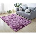 Area Rug Fluffy Shaggy Area Rug Ultra Soft Faux Fur Area Rug Fuzzy Rug Modern Plush Carpet Floor Rug for Living Room Bedroom Home Decor Upgrade Non-Slip Durable Rectangular Crawling Carpet Purple