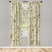 Ambesonne Vintage Curtains Leaves with Eastern Design Pair of 28 x84 Khaki Cream
