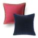 Decorative Throw Pillow Set Linen Trimmed Farmhouse & Soft Corduroy Striped Velvet Series Bundle for Sofa Couch Bedroom Red & Navy 18 x 18