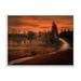 The Road By The Farm In Dark Pink Sunset 40 in x 30 in Framed Painting Canvas Art Print by Designart