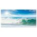 Designart White and Blue Waves under Sun Seascape Canvas Art Print