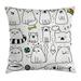 Cartoon Throw Pillow Cushion Cover Hand Drawn Sketchy Funny Cats with Toys and Colored Shapes for Nursery Kids Art Decorative Square Accent Pillow Case 24 X 24 Inches Multicolor by Ambesonne