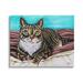 Stupell Industries Adorable Tabby Cat Green Eyes Cuddling Blanket Painting Modern Painting Gallery-Wrapped Canvas Print Wall Art 48 x 36 Design by Carolee Vitaletti