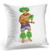 USART Colorful Man in Hawaiian with Ukulele His Hands Holidays The Islands Funny Character Style of Cartoon Pillow Case Pillow Cover 20x20 inch