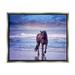 Stupell Industries Wild Horse on Beach Colorful Blue Sunset Luster Gray Framed Floating Canvas Wall Art 16x20 by PHBurchett