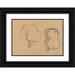 Gustav Klimt 24x18 Black Ornate Framed Double Matted Museum Art Print Titled: Two Studies of a Seated Nude with Long Hair (1901 - 1902)