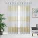 GlowSol Striped Semi Sheer Curtains 84 inches Branch Siver Stamping Light Filtering Window Drapes for Bedroom Living Room Yellow 2 Panels