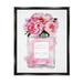 Stupell Industries Glam Perfume Bottle V2 Flower Silver Pink Peony Jet Black Framed Floating Canvas Wall Art 24x30 by Amanda Greenwood