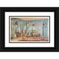 Georges RÃ©mon 14x11 Black Ornate Wood Framed Double Matted Museum Art Print Titled: Large Louis XV Lounge Painted in Green Gray. (1907)