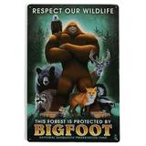 Respect Our Wildlife Bigfoot (12x18 Aluminum Art Indoor Outdoor Metal Sign Decor)
