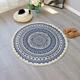 35.4 Cotton Rugs Round Washable Bohemian Mandala Hand Woven Round Rugs with Tassels Indoor Throw Area Rug for Living Room Kids Room