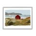 Stupell Industries Lakeside Rural Red House Distant Mountain View Painting Gray Framed Art Print Wall Art Design by J. Weiss