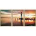 wall26 - 3 Piece Framed Canvas Wall Art - Landscape Ocean Sunset - Lighthouse - Modern Home Art Stretched and Framed Ready to Hang - 16 x24 x3 NATURAL