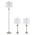 SAFAVIEH Peltier Classic Floor and Table Lamps Set Nickle Set of 3