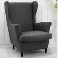 KBOOK Wingback Chair Slipcover 2-Piece Stretch Spandex Wing Chair Covers Armchair Slipcovers Furniture Protector (Dark Gray)