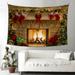 Christmas Tapestry Wall Hanging Santa Claus Fireplace Christmas Sockings Elk Printed Art Tapestries for Backdrop for Photography Blanket Home Headboard Bedroom Living Room Dorm Festival Decor