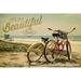 Morro Bay California Life is a Beautiful Ride Bicycles and Beach Scene Press (12x18 Wall Art Poster Room Decor)