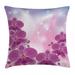 Floral Throw Pillow Cushion Cover Exotic Orchid Flowers Flourishing on Abstract Background Circles Stars Decorative Square Accent Pillow Case 20 X 20 Inches Purple Light Pink Blue by Ambesonne