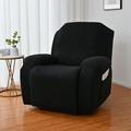 Goory Elastic Sofa Covers Recliner Armchair Cover Stretch Slipcover Plain Solid Color Couch Cover Furniture Protector Black 3 Seat