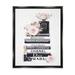 Stupell Industries Pink Roses and Toiletries Fashion Glam Bookstack Jet Black Framed Floating Canvas Wall Art 24x30 by Ros Ruseva