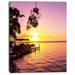 Design Art Tropical Beach with Fantastic Sunset Photographic Print on Wrapped Canvas