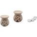 India Meets India Tea Light Candle Holder [White - 3.5 ] Ceramic Tea Light Candle Holder/Aroma Burner - Set of 2 w/ 4 Tea Lights