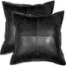 SkinOutfit Genuine Leather Pillow Cover Sofa Cushion Case - Decorative Throw Covers for Living Room & Bedroom Black Crunch Set of 2 18x18 inch