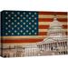 wall26 Canvas Print Wall Art Retro United States Capitol American Flag USA July 4th Wood Panels Modern Art Multicolor Zen Traditional Decorative Colorful for Living Room Bedroom Office - 32 x4