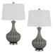 29 Inch Accent Table Lamp Set of 2 Elegant Tapered Glass Base Slate Gray- Saltoro Sherpi