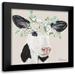 Hollihocks Art 15x15 Black Modern Framed Museum Art Print Titled - Patience the Cow