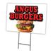 SignMission C-1216 Angus Burgers 12 x 16 in. Yard Sign & Stake - Angus Burgers