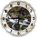Wood Wall Clock 18 Inch Round Farmhouse Wall Art Mystic Enchanted Woods Water Mill House on Rocky River Round Small Battery Operated White
