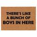 Coir Doormat Front Door Mat New Home Closing Housewarming Gift There s Like A Bunch of Boys in Here (24 x 16 Small)