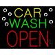 Car Wash Open Block LED Neon Sign 15 x 19 - inches Clear Edge Cut Acrylic Backing with Dimmer - Bright and Premium built indoor LED Neon Sign for automotive store and mall.