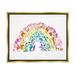 Stupell Industries Mixed Rainbow Animals Wildlife Arched Rainbow Shape Graphic Art Metallic Gold Floating Framed Canvas Print Wall Art Design by Dishique